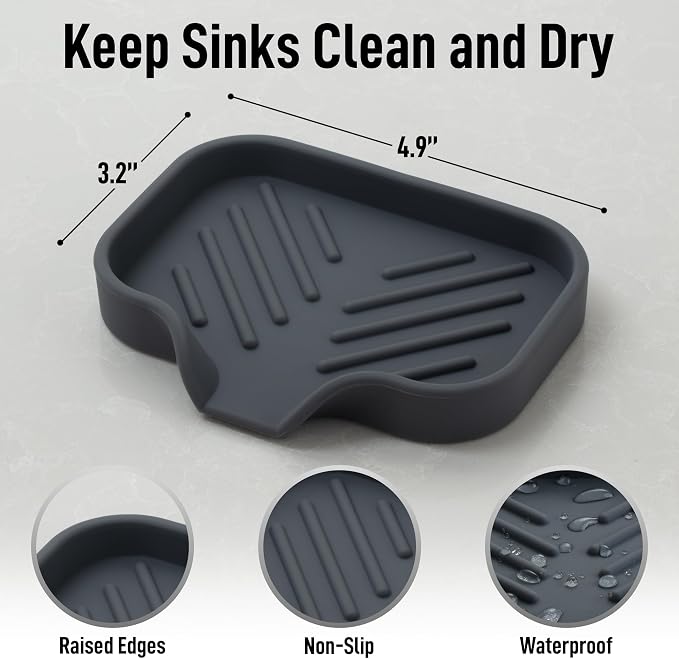 Zulay Kitchen Small Silicone Sponge Holder – Space-Saving Sink Organizer Tray - Image 4