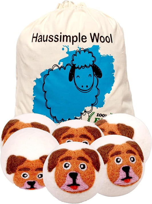 Wool Dryer Balls Organic Felt 6 Pack Laundry Fabric Softener, Extra Large by HAUSSIMPLE