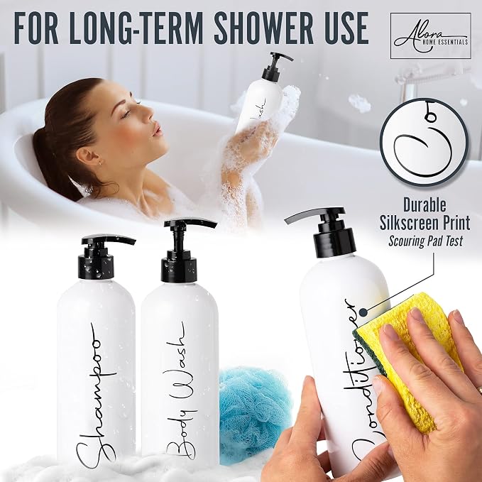Alora 32oz Reusable Shampoo and Conditioner Bottles - Image 4