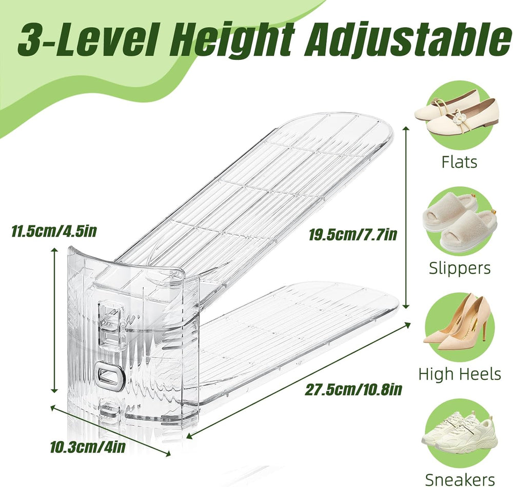 Shoe Slots Organizer,20 PACK Transparent Shoe Stacker Adjustable Shoe Slot Or...