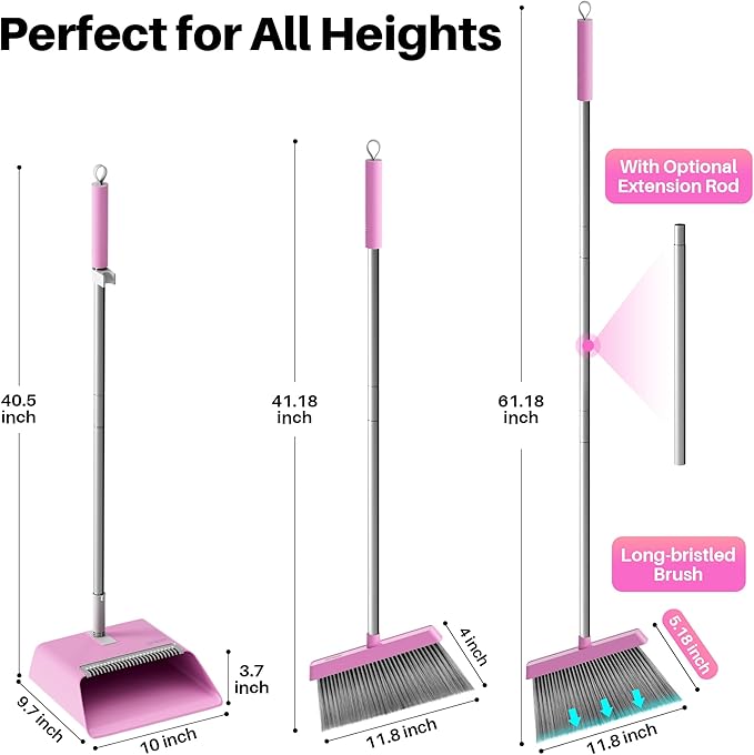 JOYMOOP Pink Broom and Dustpan Set - Image 4