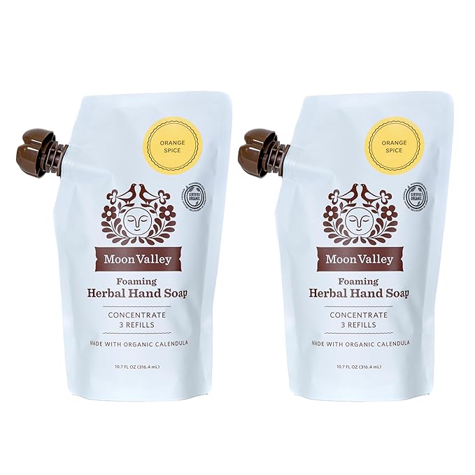 Moon Valley Foaming Hand Soap Refill Pouch, Two-Pack Orange Spice Soap by MoonValleyOrganics