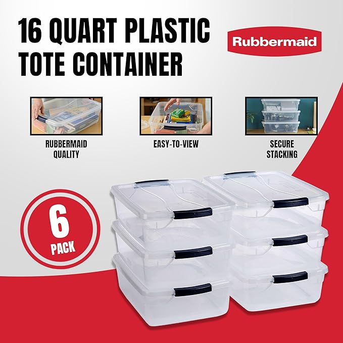 Rubbermaid Cleverstore 16 Qt Clear Storage Bins - Image 3