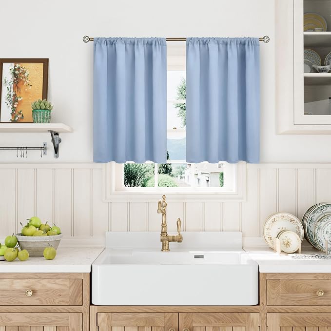 BGment Light Blue Blackout Curtains 36 Inch Length - Image 2