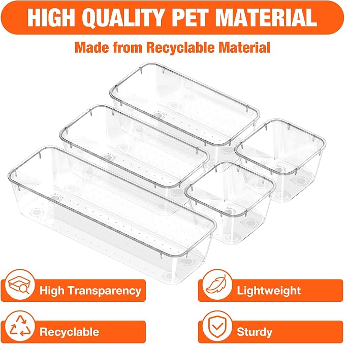 ValueMax 9 PCS Clear Plastic Drawer Organizers Set - Image 2