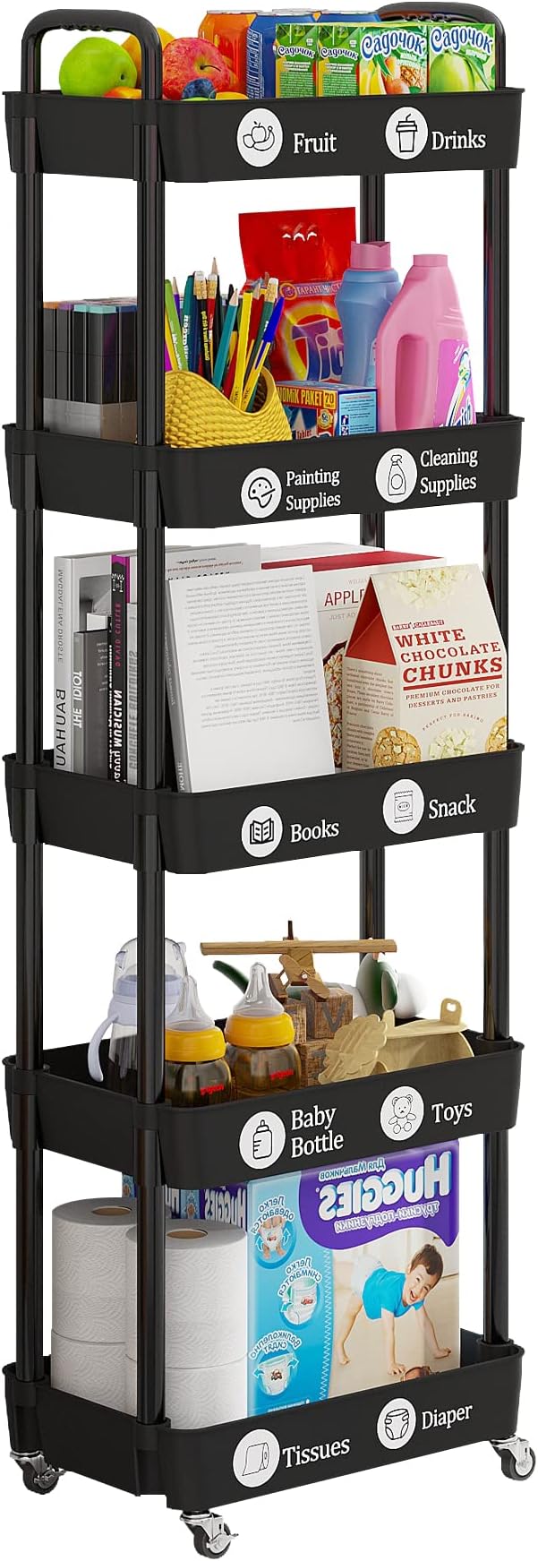 Laiensia Storage Cart, Mobile Shelving Unit Cart - Image 3