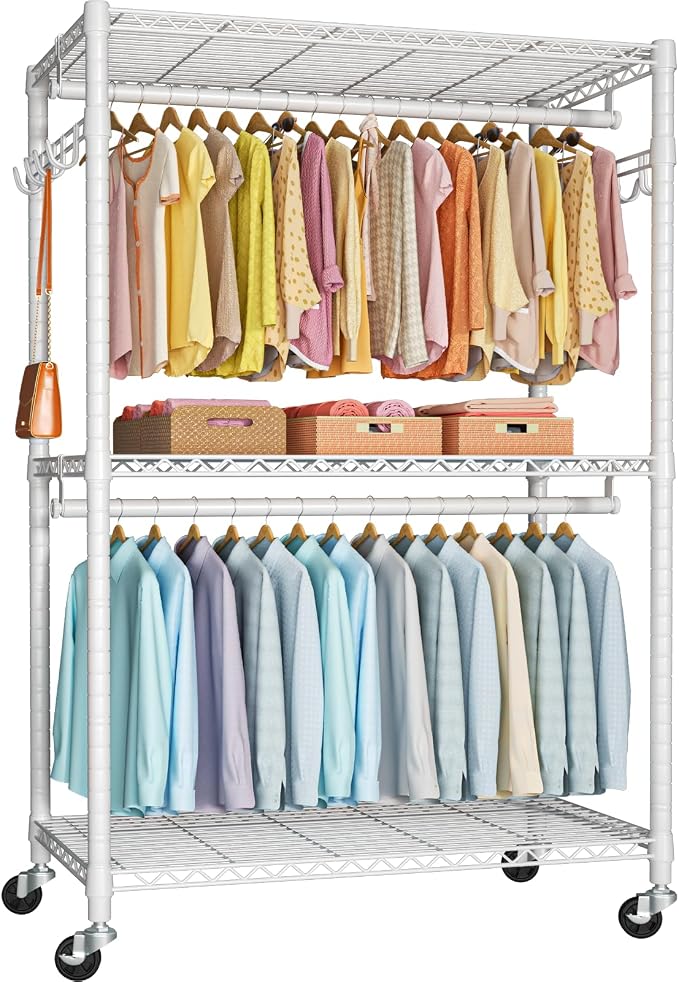 FUTASSI P1 Plus Rolling Clothes Rack, 22mm Diameter Heavy Duty Garment Rack by FUTASSI