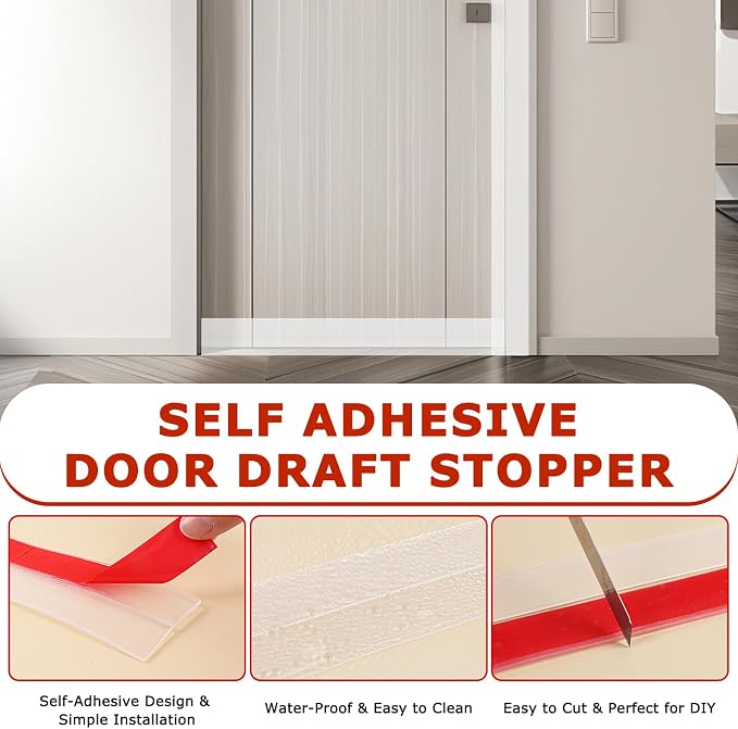 Weather Stripping Self Adhesive Door Draft Stopper Flexible Shower Door Bottom - Image 4