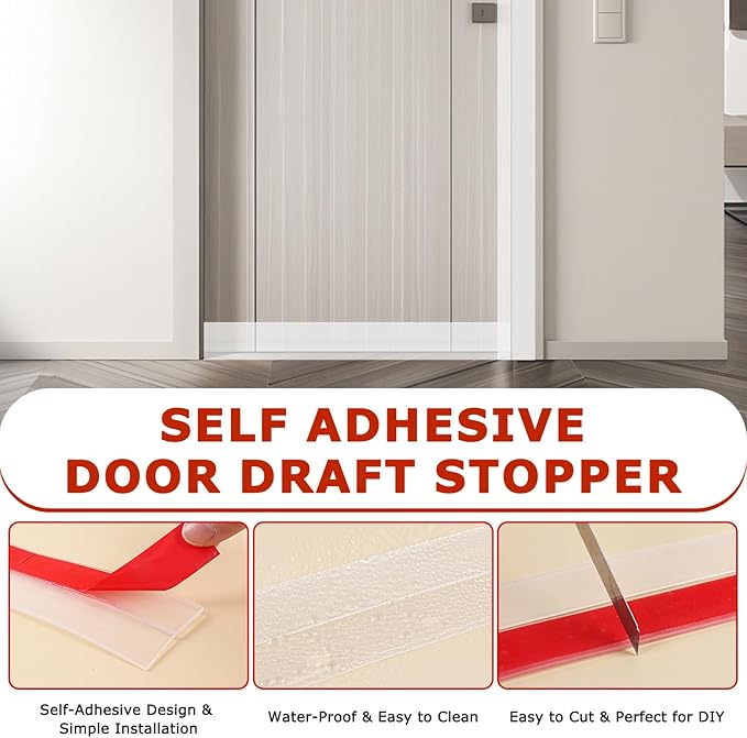 Weather Stripping Self Adhesive Door Draft Stopper Flexible Shower Door Bottom - Image 4