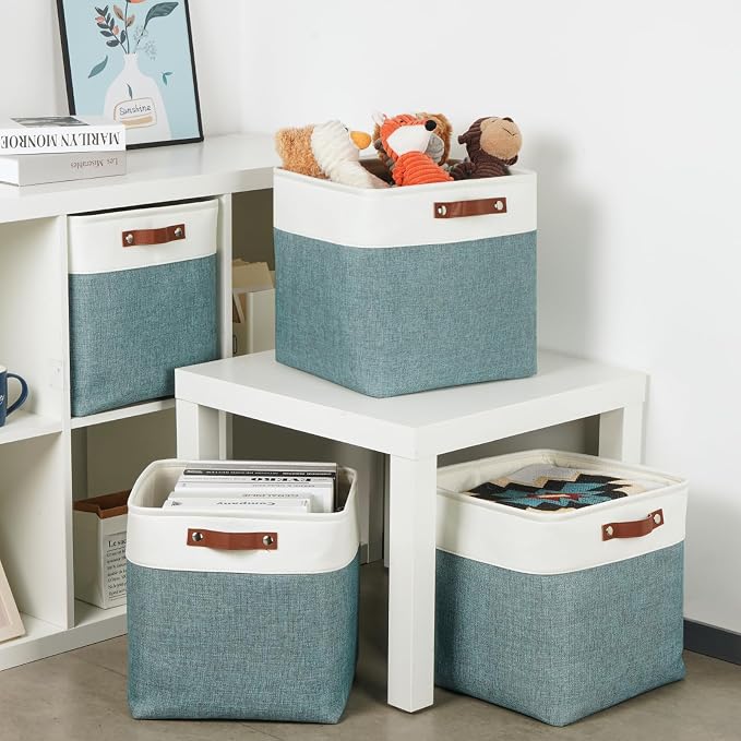 DULLEMELO Storage Bins, 4 Pack Of 13x13x13 Decorative Storage Cube Bins Suit - Image 4