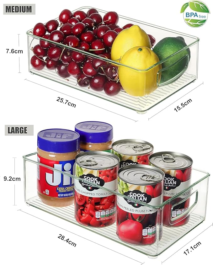 Set of 8 Clear Fridge Organizer Bins, Stackable Refrigerator Organizers and - Image 4