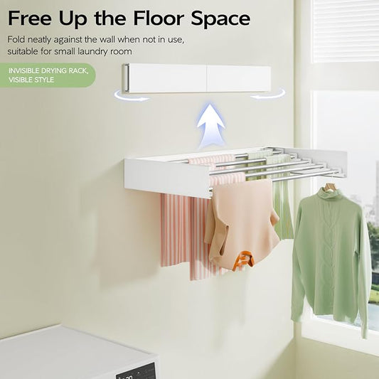 Wall Mounted Clothes Drying Rack 32", Foldable Wall Mount Laundry Rack Folding - Image 2