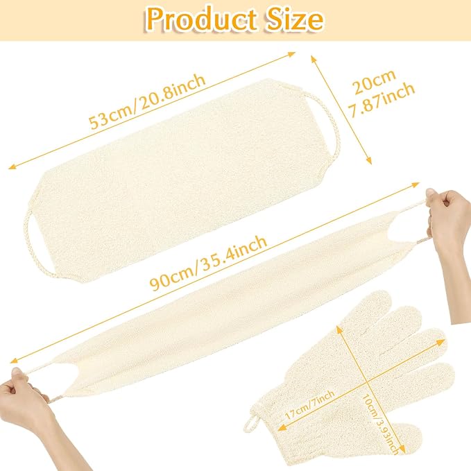 Anezus Exfoliating Back Scrubber Bath Gloves Set, Exfoliating Shower Towel - Image 6