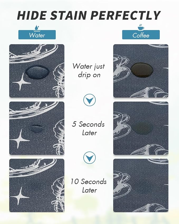 AMOAMI Coffee Mat Hide Stain Rubber Backed Absorbent Dish Drying Mat - Image 3