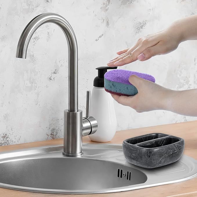 MyGift Modern Black Resin Double Sponge Holder - Image 7
