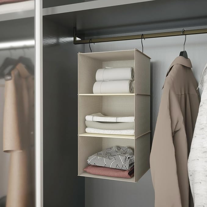 Hanging Closet Organizer, Easy Mount Foldable 3-Shelf Hanging Closet Wardrobe - Image 7