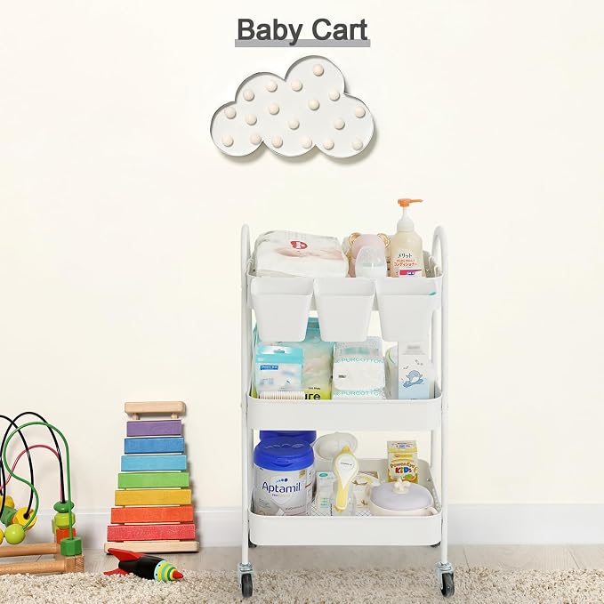 danpinera 3-Tier Rolling Cart, Metal Rolling Storage Cart - Image 5