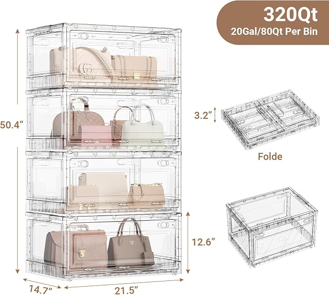 BROVIEW Clear Stackable Storage Bins Drawers, Open Front Large Plastic Storage - Image 2