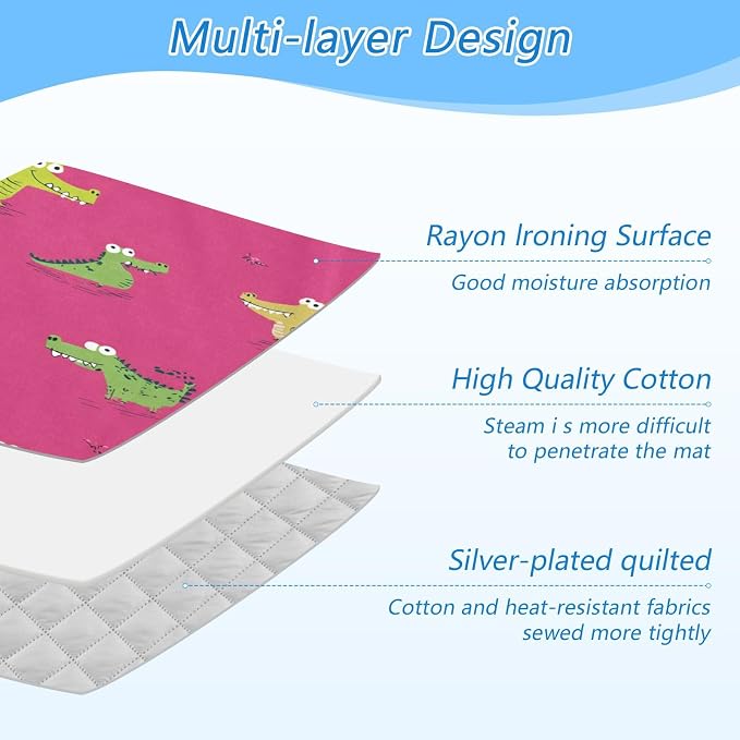Pink Funny Crocodiles Ironing Mat Thickened Ironing Blanket Travel Portable - Image 4