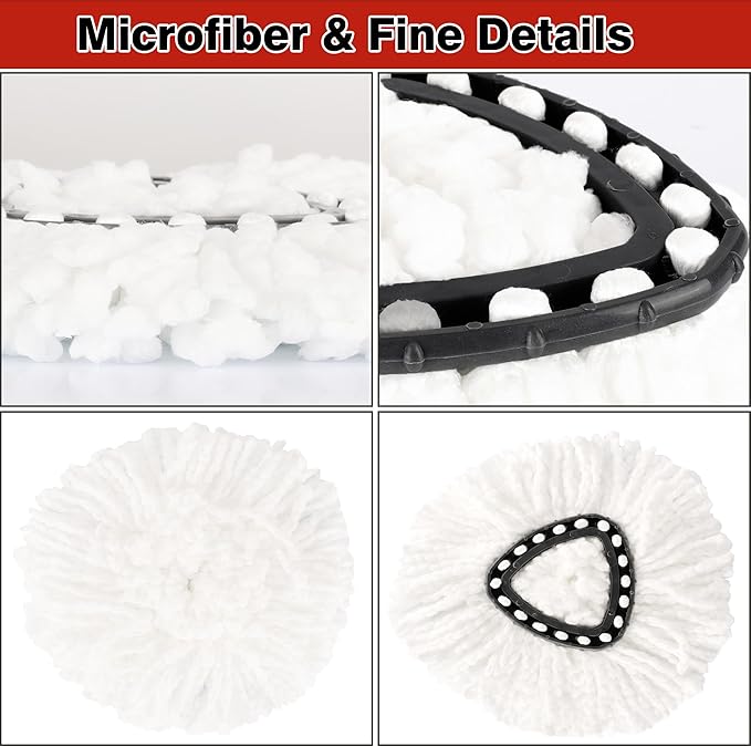 12 Pack Spin Mop Replacement Heads, 100% Microfiber Spin Mop Refill - Image 3