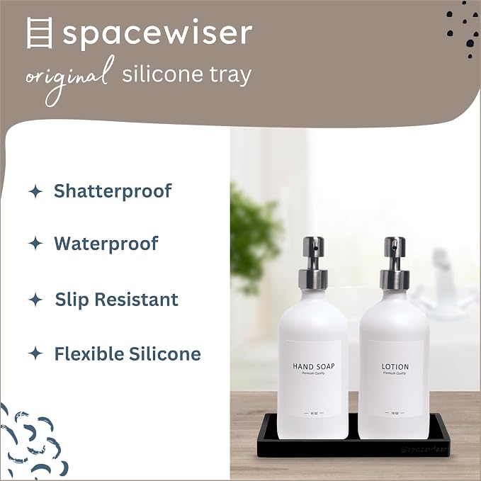 Countertop and Vanity Tray – Small 7.7” Silicone Tray, Soap Dispenser Trays - Image 2