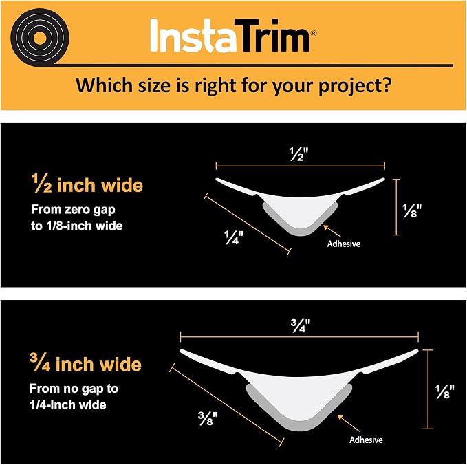InstaTrim New & Improved Self-Adhesive Caulk Trim, 1/2" x 10', Waterproof - Image 8