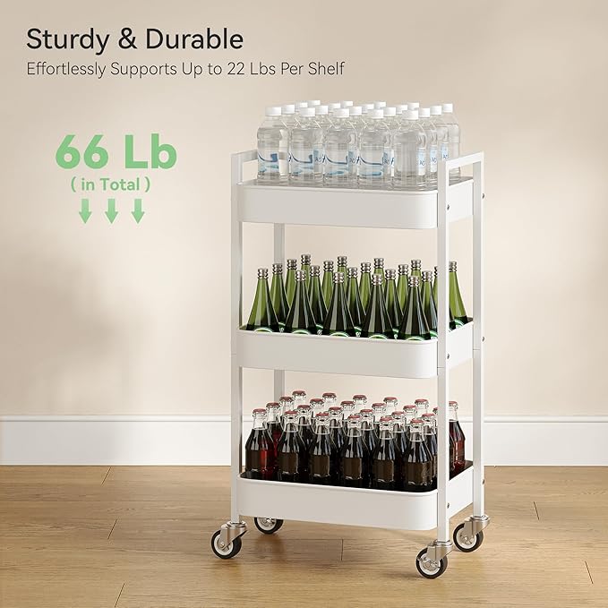 3 Tier Rolling Cart, Utility Cart - Image 6