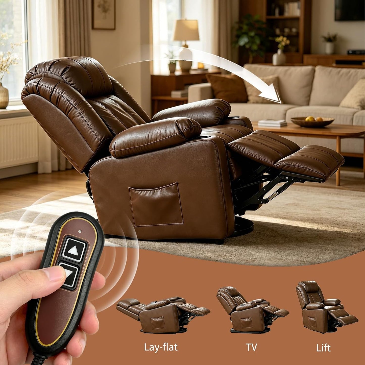 Upgraded 2 Button 5 Pin Lift Chair Remote Compatible with Golden Lift Chairs Kaidi Okin Dewert Power Recliners, Lighted Hand Control, Replace ZK1200-HC
