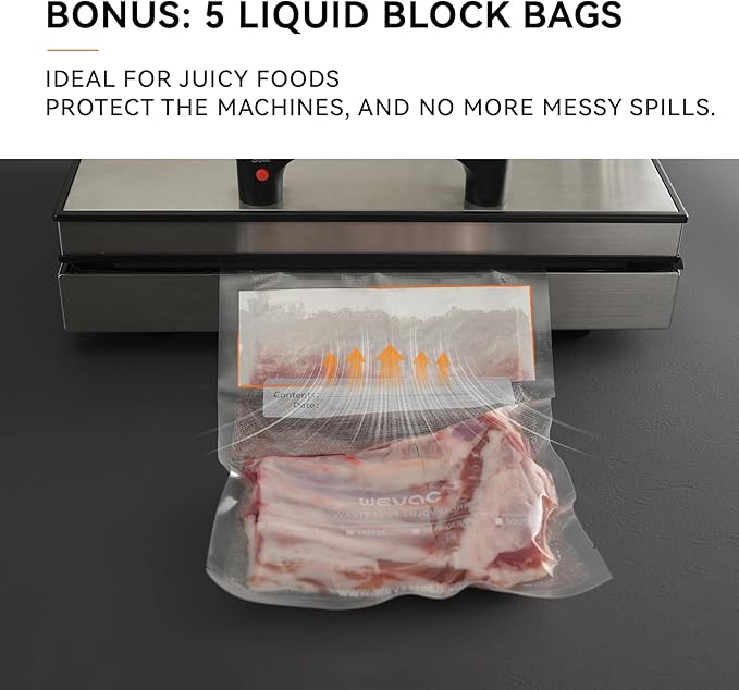 Wevac Vacuum Sealer Bags, 150 Gallon 11" x 16", and Quart 8" x 12" and Pint 6" - Image 5