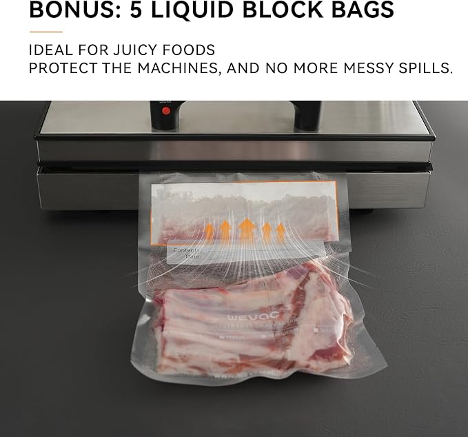 Wevac 11" x 16" Precut Vacuum Sealer Bags, Includes 5 Liquid Block Bags & 5 - Image 4