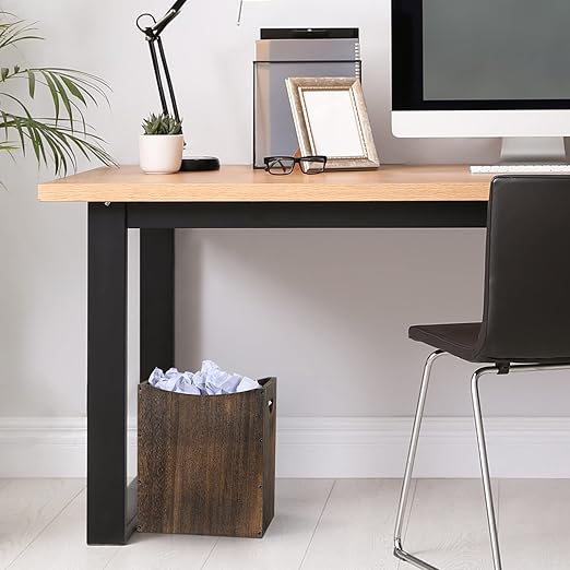 Wood Trash Can 5.3 Gallon Office Wastebasket Farmhouse Rectangular Garbage Can - Image 4