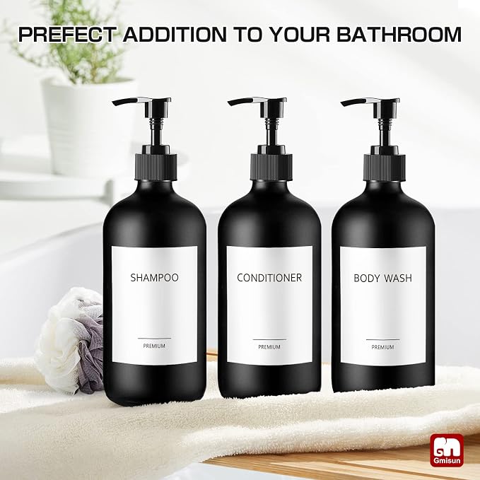 GMISUN Black Shampoo and Conditioner Dispenser, Shower Soap Dispenser Bottles - Image 7