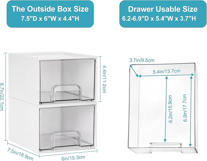 Vtopmart 4Pack Small Stackable Storage Drawer, Bathroom Makeup Organizer - Image 3