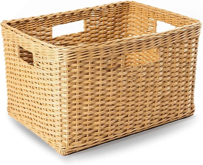 The Basket Lady Tall Rectangular Wicker Storage Basket, 22.5 in L x 16 in W x by TheBasketLady