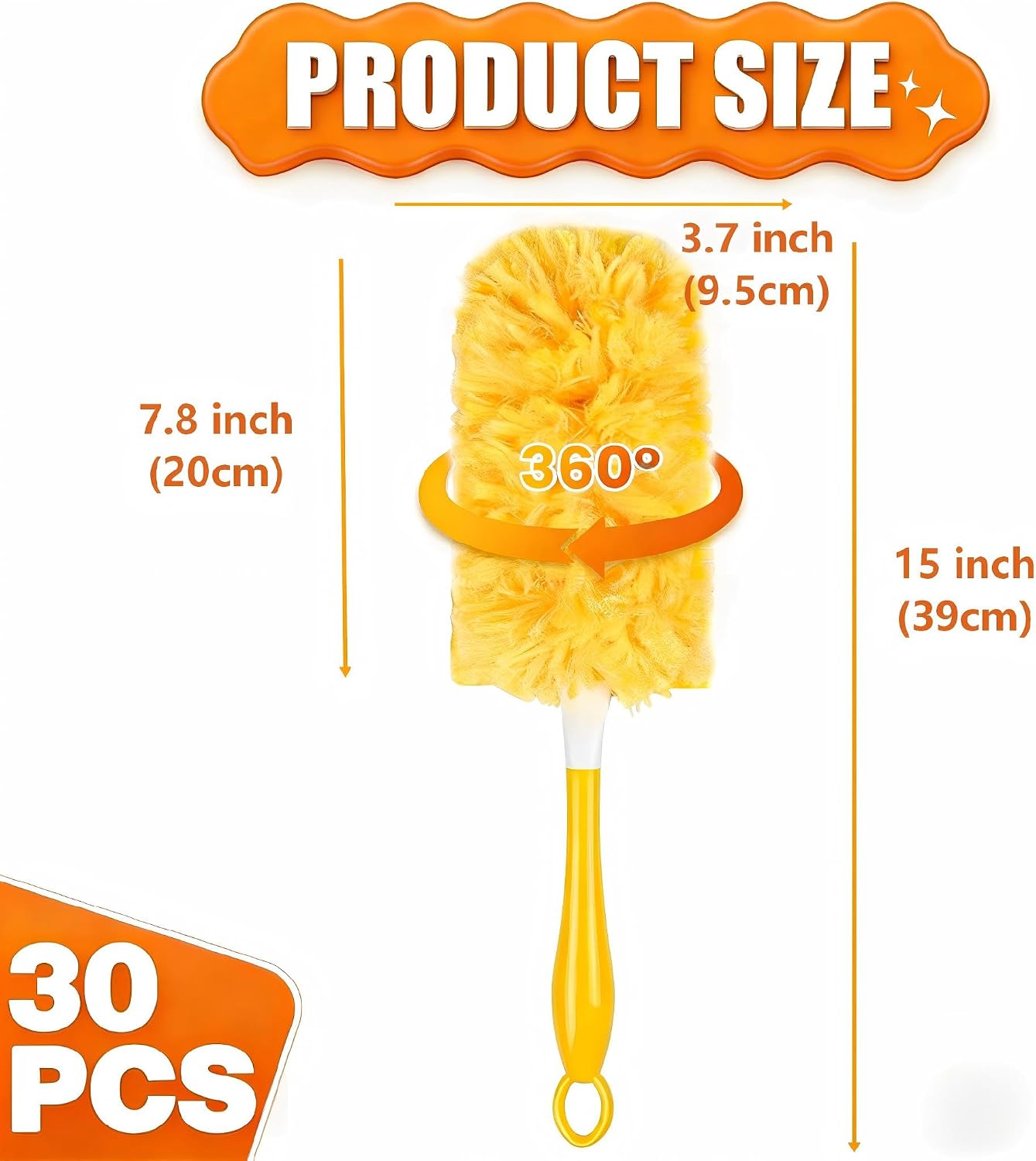 Heavy Duty Duster Refills for Swiffer Duster, 30 Count Duster Refills with 1 Handle | 360° Microfiber Dusting Refills with 5X Microfibers | Disposable Dusters for Cleaning Hair,Blinds,Furniture,Office