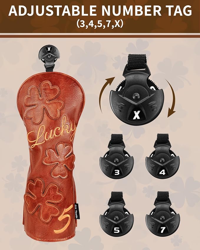 Golf Headcovers Golf Club Head Covers Four Leaf Clover Good Luck Charm - Image 6