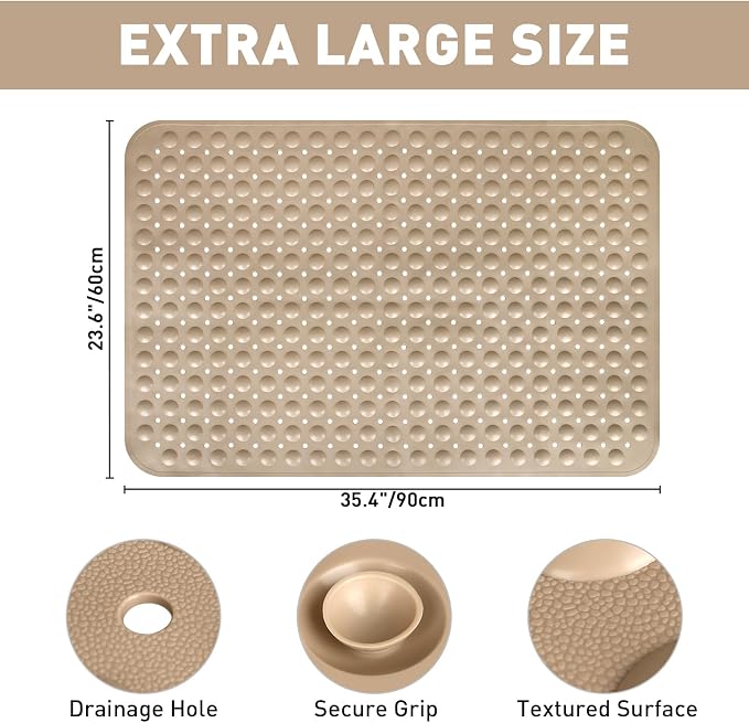 Shower Mat Non Slip: 35.4 x 23.6 Inch Extra Large TPE Shower Mats - Image 2