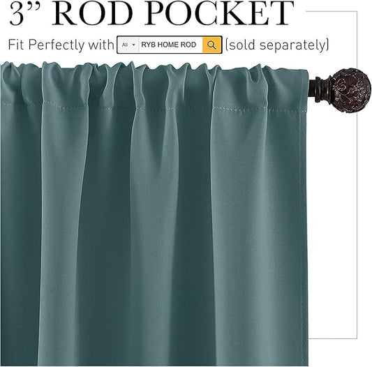 RYB HOME Bathroom Curtains Room Darkening Privacy Small Window Curtains - Image 2