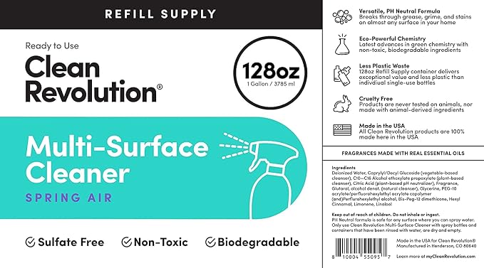 Clean Revolution Multi Surface Cleaner Refill Supply, Eco-Friendly & Plant-Based - Image 4