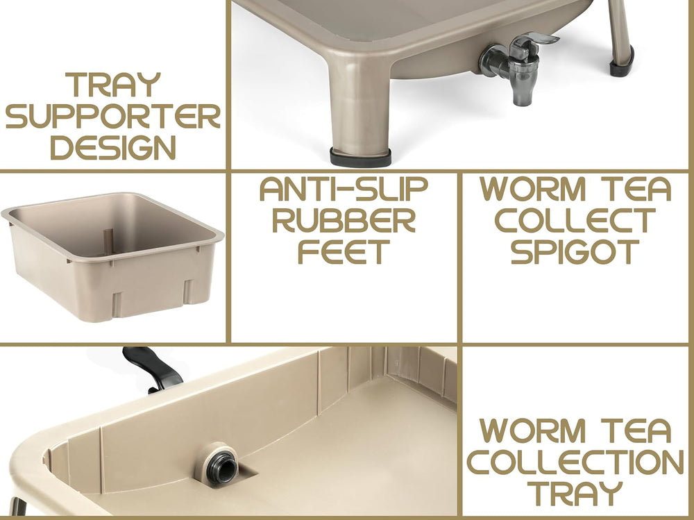 Blütezeit 5-Tray Worm Compost Bin, 53QT Outdoor & Indoor Worm Composter w...