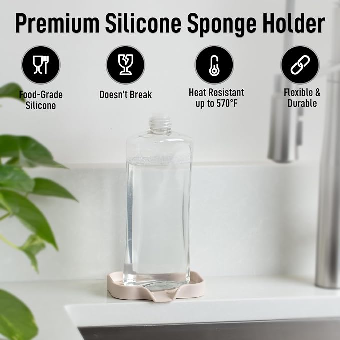 Zulay Kitchen Small Silicone Sponge Holder – Space-Saving Sink Organizer Tray - Image 2