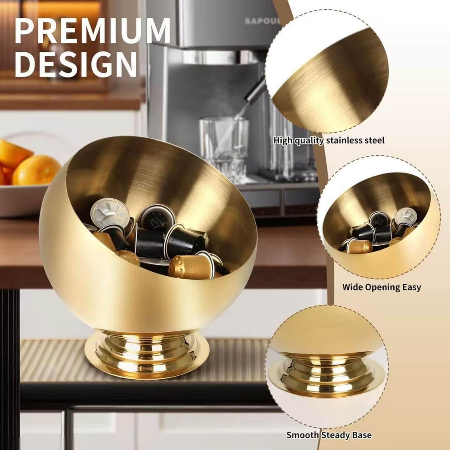 Coffee Pod Holder, Gold | Coffee Pod Storage, K Cup Holder, Espresso Pod Holder, Coffee Pod Organizer