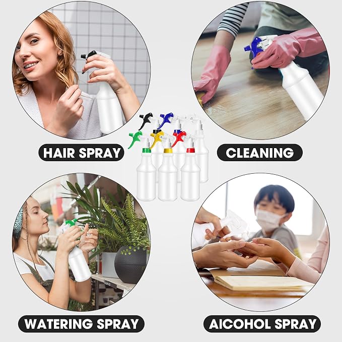 Eccliy 12 Pcs 16 Oz Plastic Spray Bottle, Adjustable Empty Reusable Sprayer - Image 5