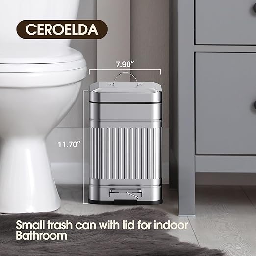 CEROELDA Small Trash Can with Lid-5L/1.3 Gal, Outdoor Dog Poop Garbage - Image 2