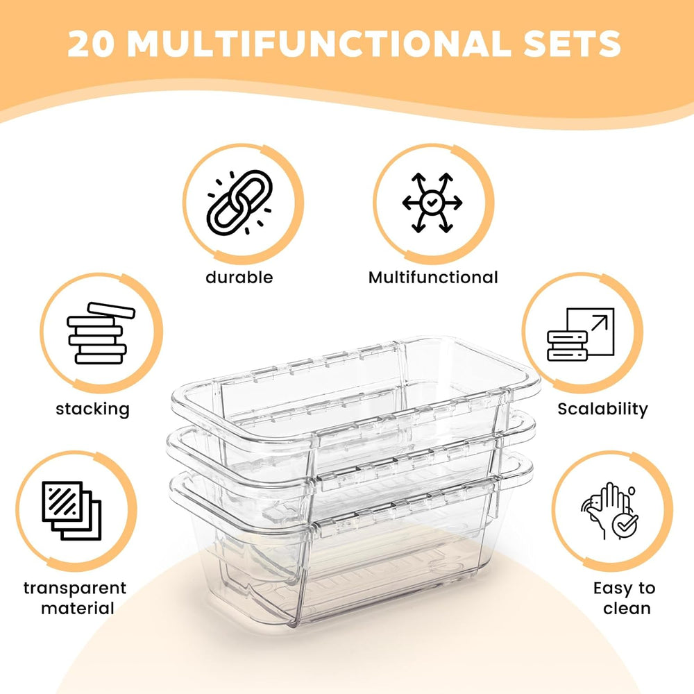 20PCS Clear Drawer Organizer Set, Expandable Acrylic Vanity Storage Bins, 2 S...