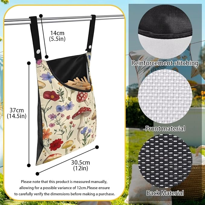 Mushroom Clothespin Bag with Hanging Hook - Image 6