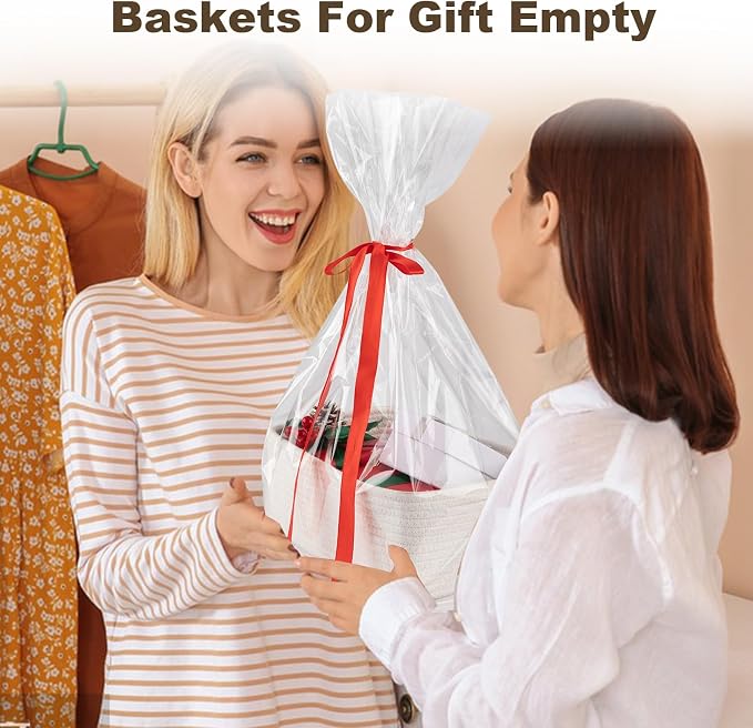 3 Pack Small Storage Baskets for Organizing, Cute Woven Decorative Gift Baskets - Image 4