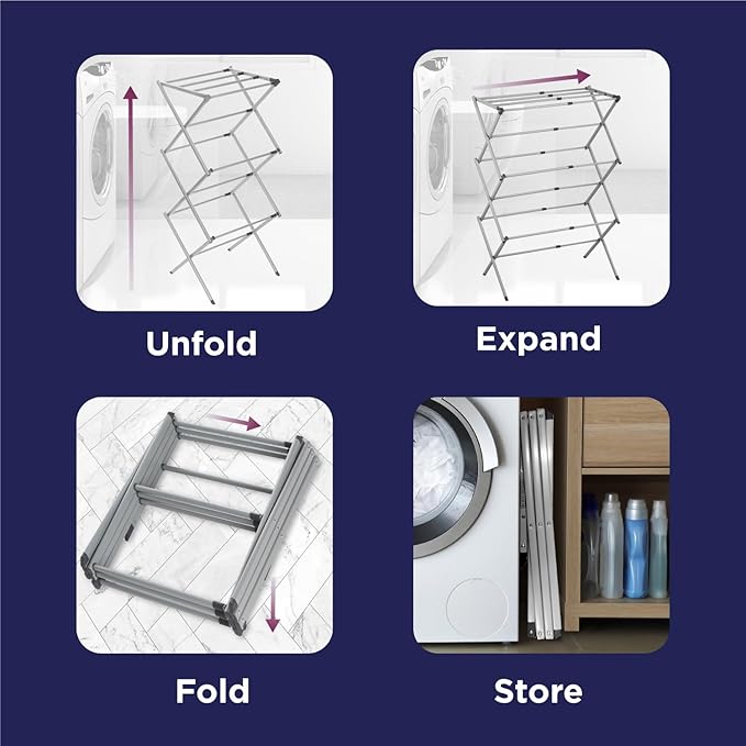 BLACK+DECKER Laundry Organization Expandable/Collapsible Clothes Drying Rack. - Image 7