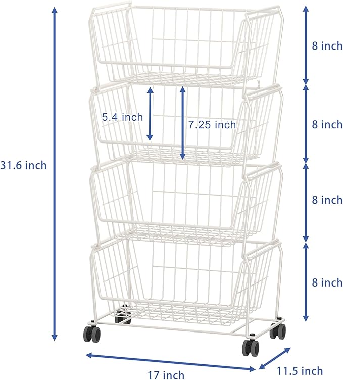 PUSDON Stackable Metal Storage Carts, Dual Use Shelf - Image 7