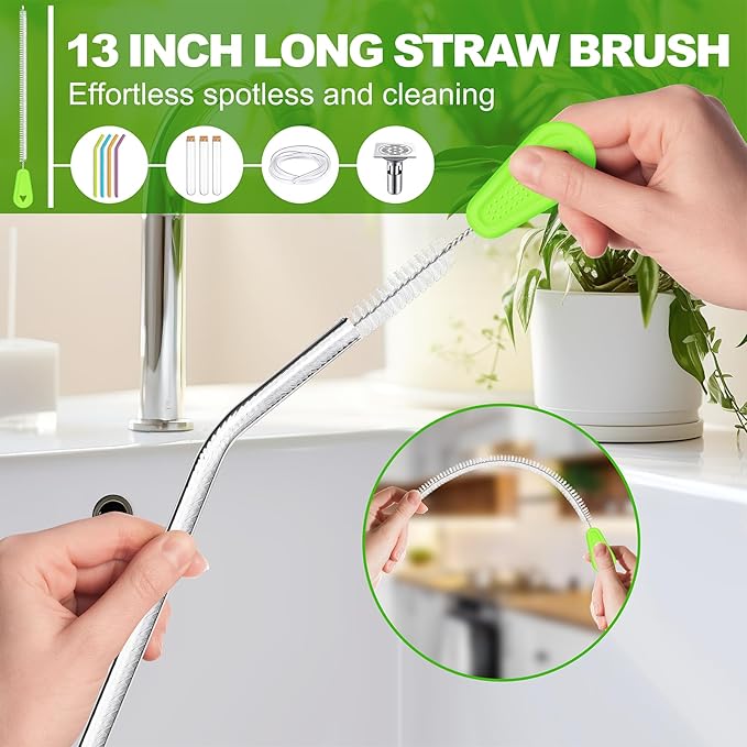Bottle Brush Cleaner Set of 3, Long Handle Water Bottle & Straw Cleaner Brushes - Image 5